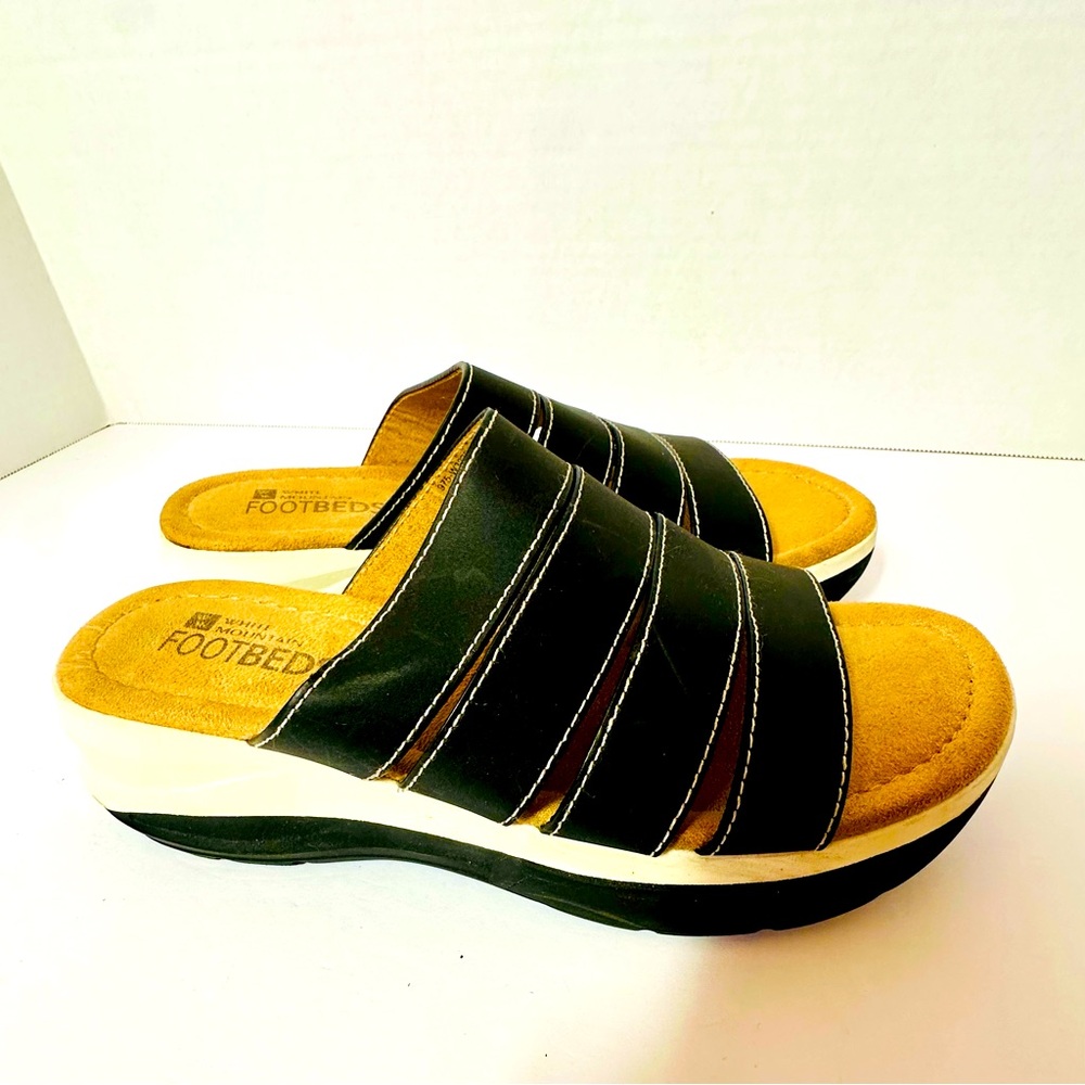 White Mountain Footbeds womens navy blue strappy comfort sandals 6 M Fascinate